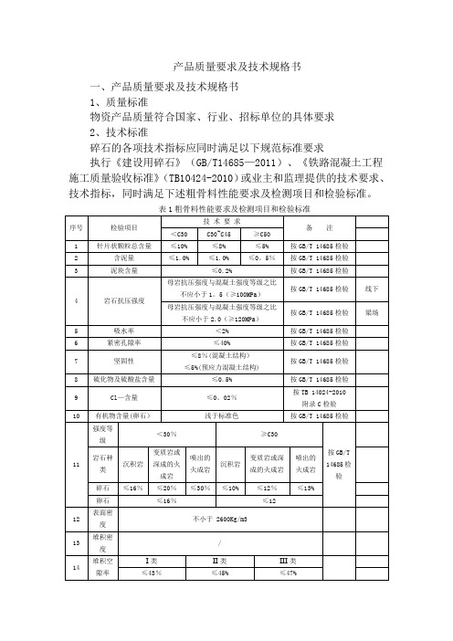 砂子碎石技术指标