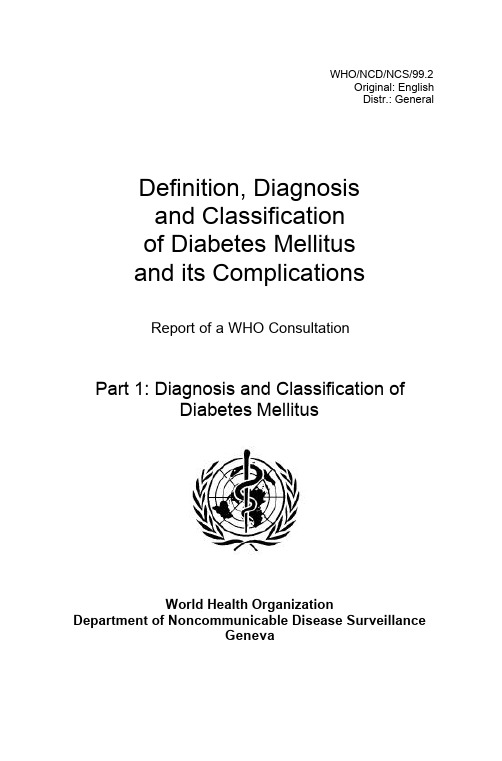 Definition, diagnosis and classification of diabetes mellitus and its complications