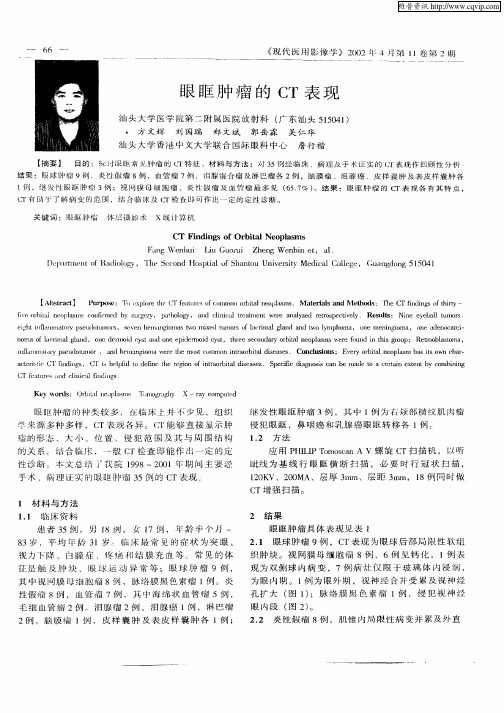 眼眶肿瘤的CT表现
