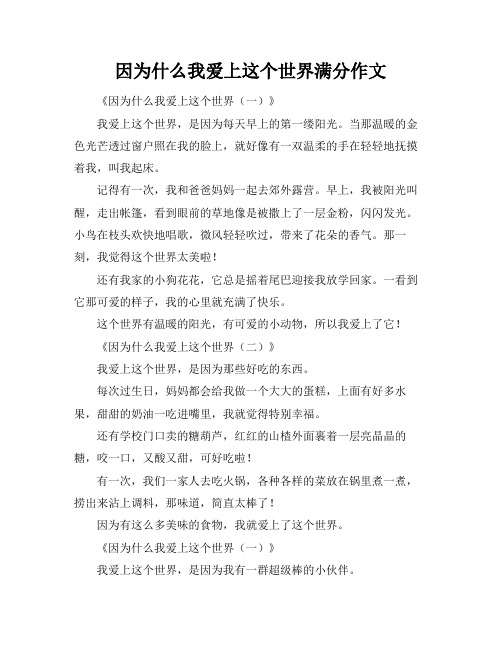 因为什么我爱上这个世界满分作文