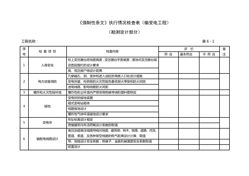 《强制性条文》执行情况检查表(输变电工程)