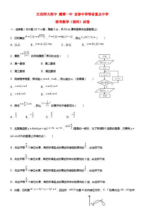 江西师大附中 鹰潭一中 宜春中学等重点中学2021届高三数学联考试题 理