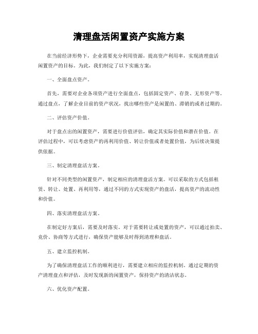 清理盘活闲置资产实施方案