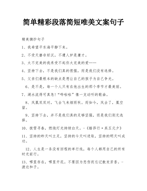 简单精彩段落简短唯美文案句子