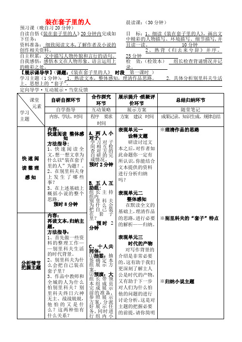 安徽省铜陵市铜都双语学校高三语文 装在套子里的人学道复习学案1