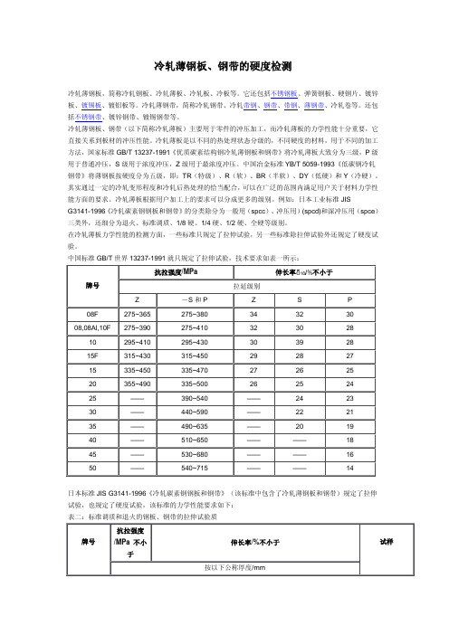 冷轧薄钢板 钢带的硬度检测