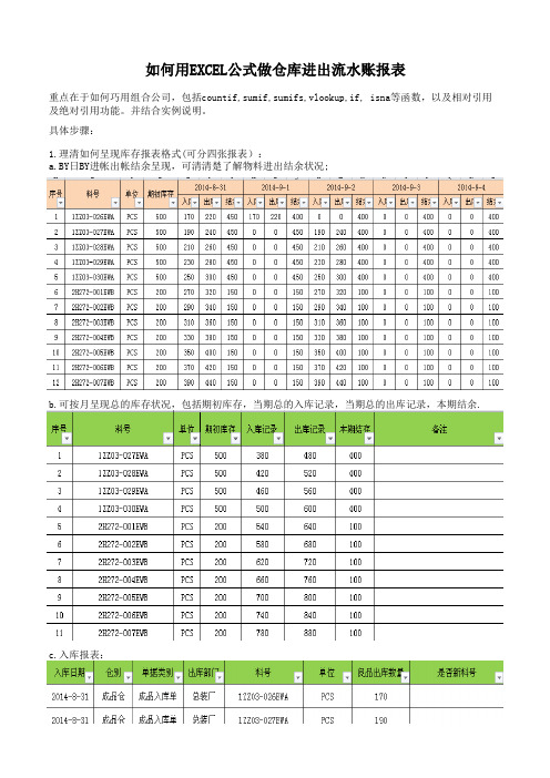 巧用EXCEL公式做仓库流水帐