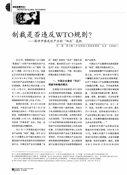 制裁是否违反WTO规则-简评中国光伏产业的“双反”危机