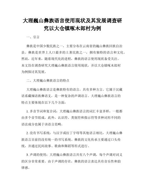 大理巍山彝族语言使用现状及其发展调查研究以大仓镇啄木郎村为例