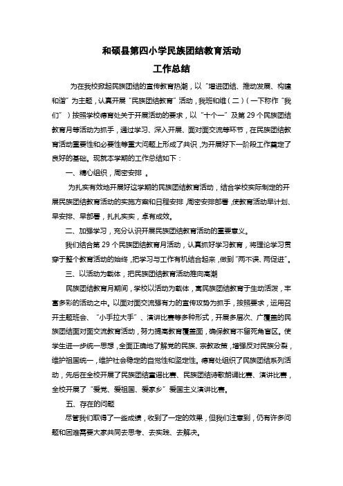 2010年开展民族团结教育工作总结