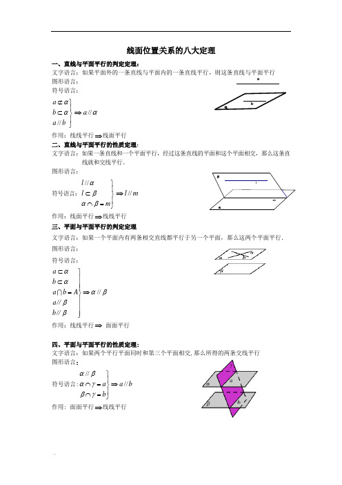 高中立体几何八大定理