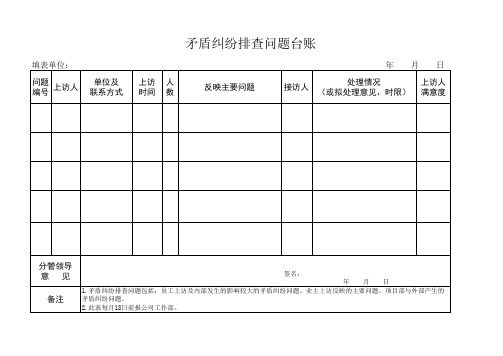 矛盾纠纷排查问题台账