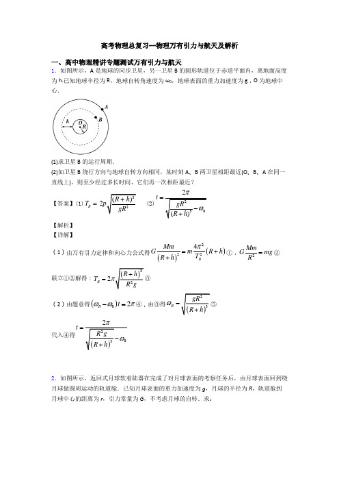 高考物理总复习--物理万有引力与航天及解析