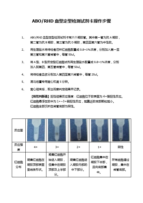 ABORHD血型定型检测试剂卡操作步骤