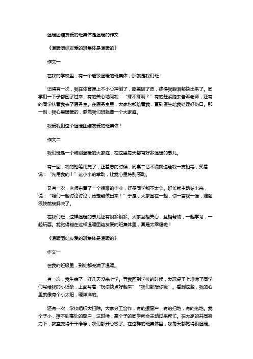 温暖团结友爱的班集体是温暖的作文