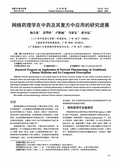 网络药理学在中药及其复方中应用的研究进展