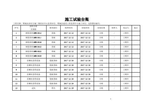 资料用表及施工试验台账