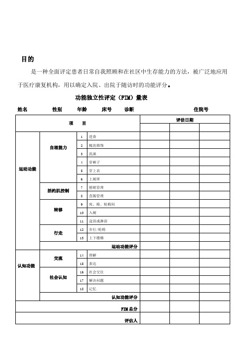 功能独立性评定量表