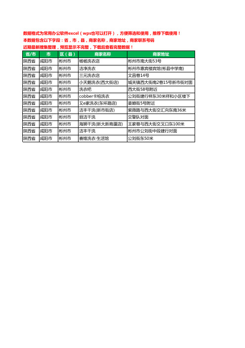 2020新版陕西省咸阳市彬州市洗衣店工商企业公司商家名录名单联系电话号码地址大全12家