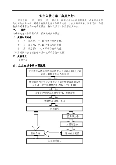 业主入伙方案(房屋交付)