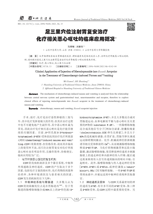 足三里穴位注射胃复安治疗化疗相关恶心呕吐的临床应用概况