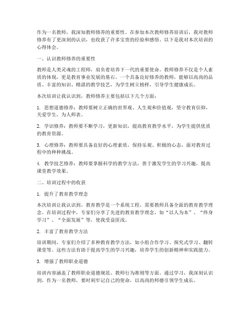 教师修养培训心得体会