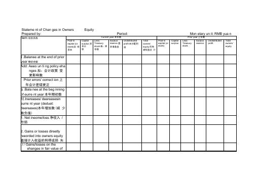 (完整版)所有者权益变动表(英文对照)