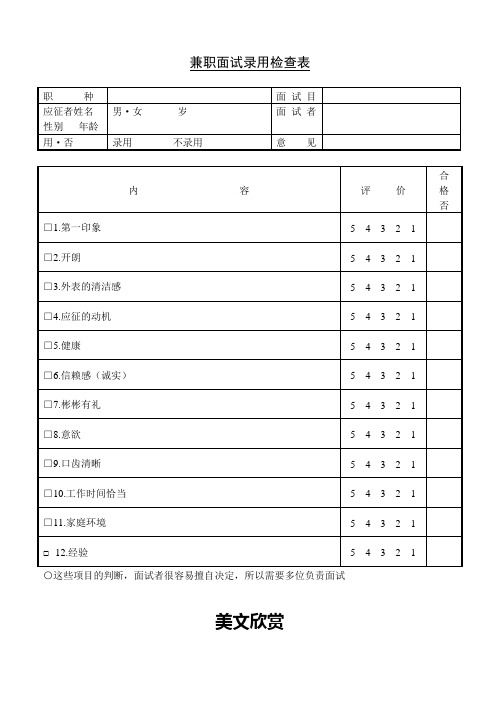 第二十一节 兼职面试录用检