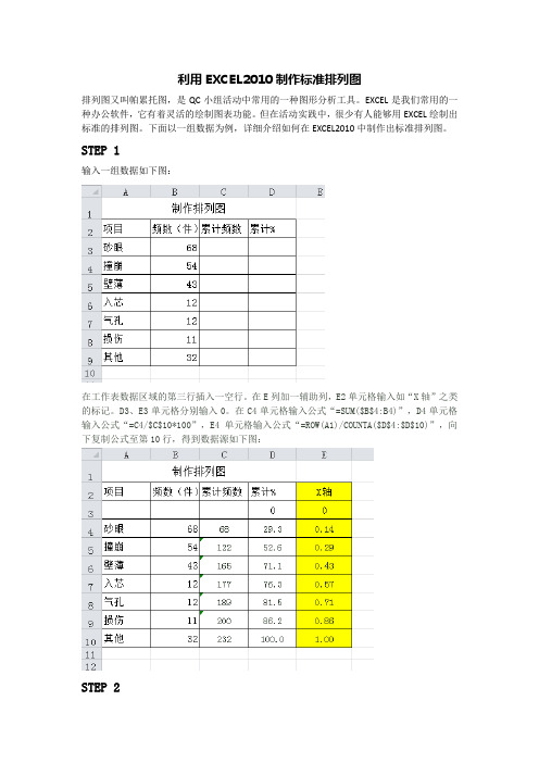 利用EXCEL2010制作标准排列图