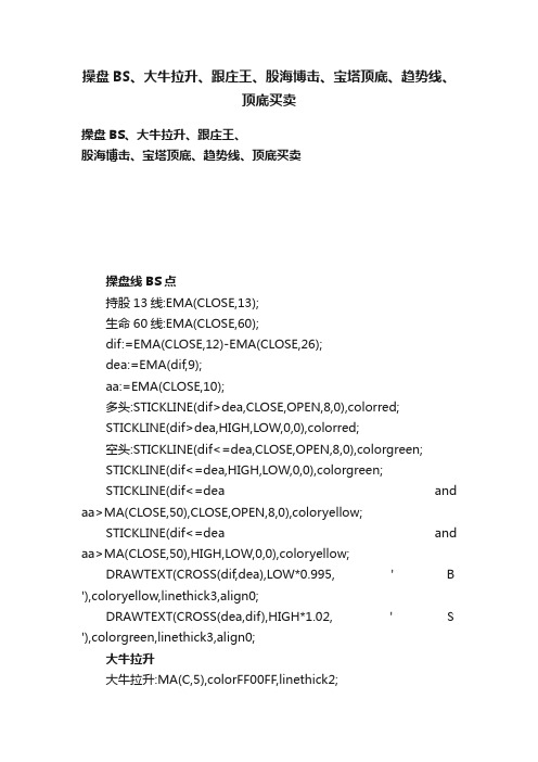 操盘BS、大牛拉升、跟庄王、股海博击、宝塔顶底、趋势线、顶底买卖