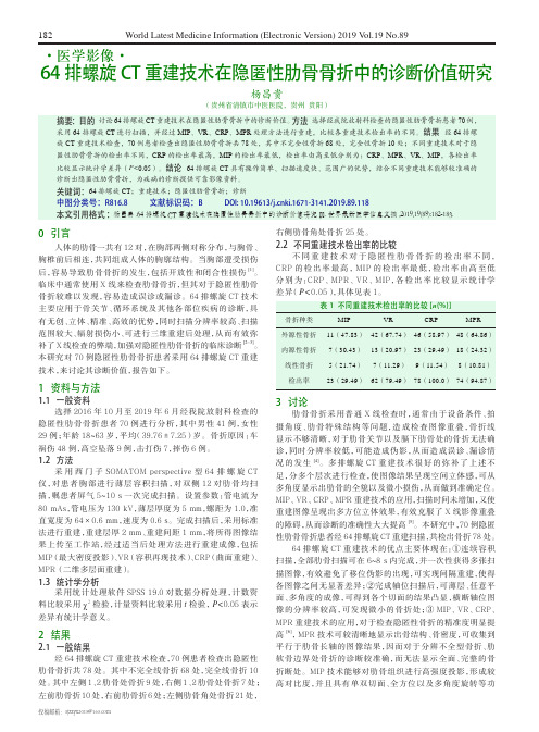 64排螺旋ct重建技术在隐匿性肋骨骨折中的诊断价值研究