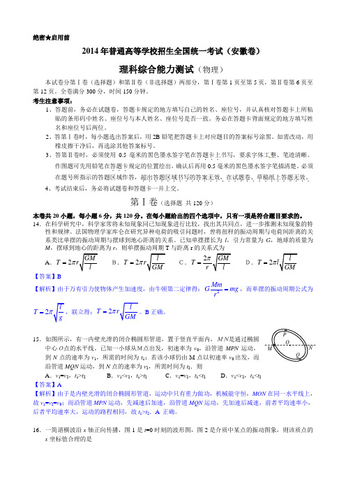 2014年普通高等学校招生全国统一考试(安徽卷)