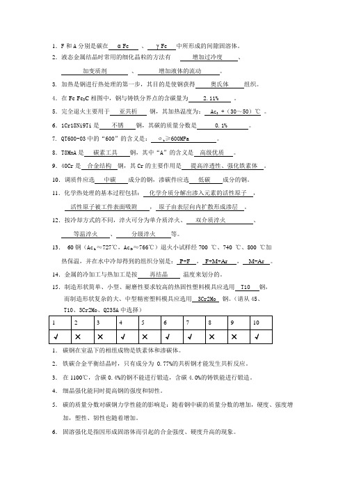 工程材料试题(含答案)