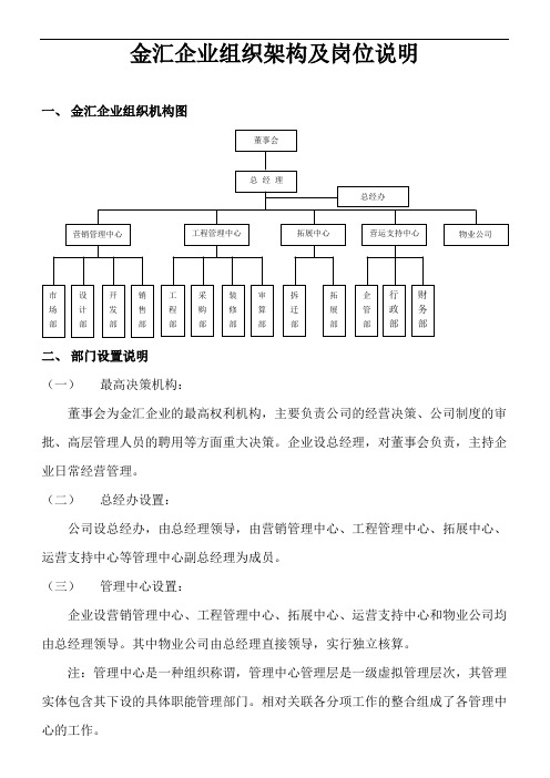 超详细的企业组织架构及岗位说明