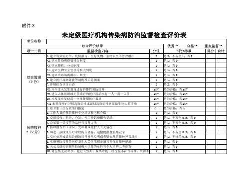 年未定级医疗机构传染病防治监督检查评价表