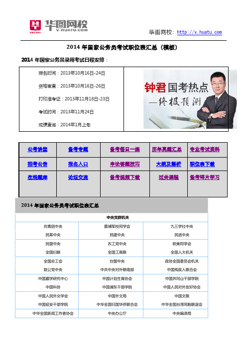 国考2014职位表下载