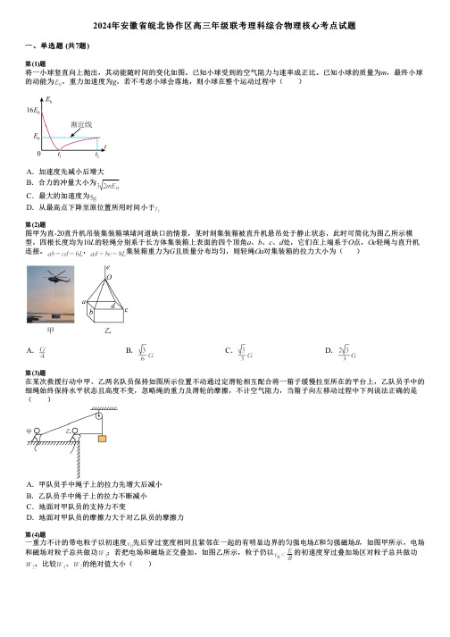 2024年安徽省皖北协作区高三年级联考理科综合物理核心考点试题