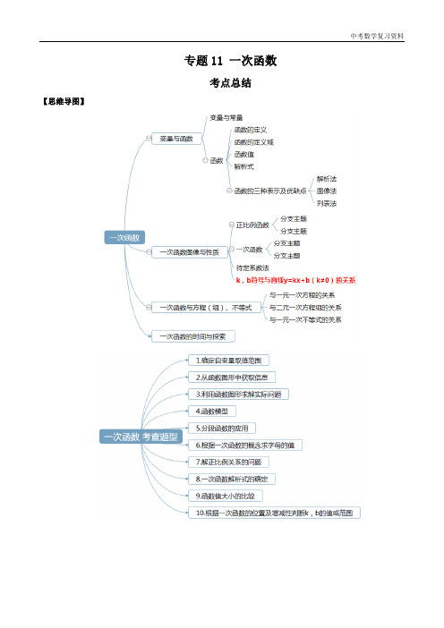 中考数学 专题11 一次函数(知识点串讲)(解析版)