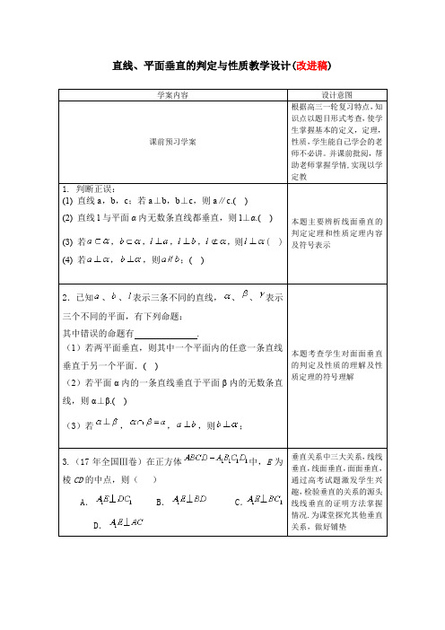 直线、平面垂直的判定与性质定理