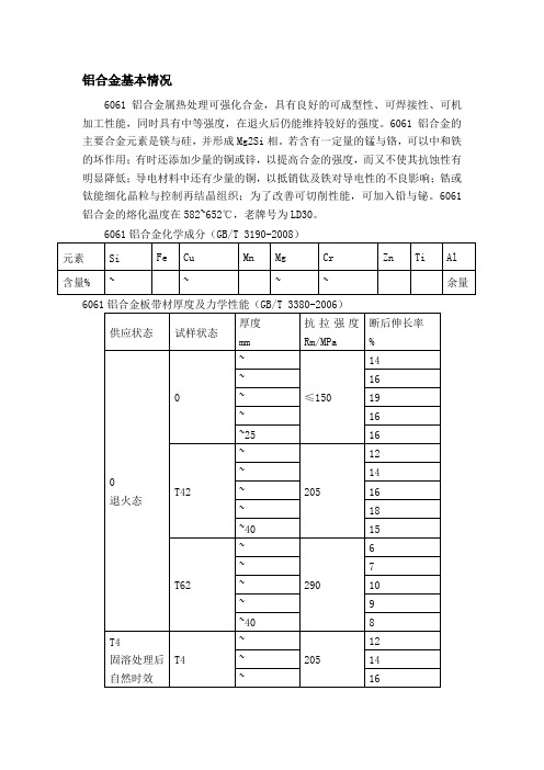 铝合金性能及介绍