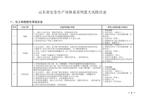 山东省安全生产双体系直判重大风险目录