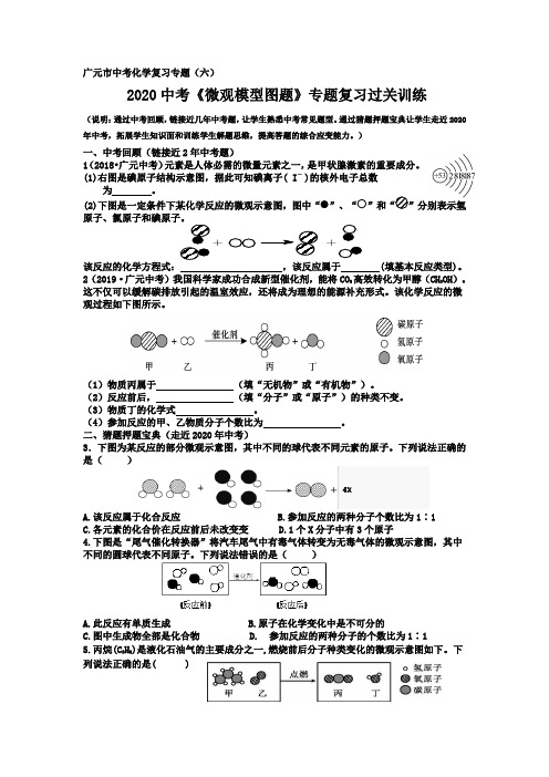 2020年中考《微观模型模拟图》专项复习训练及答案