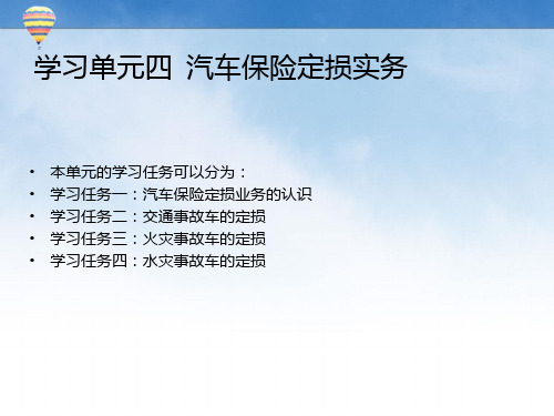 学习单元四  汽车保险定损实务 《汽车保险与理赔实务》课件