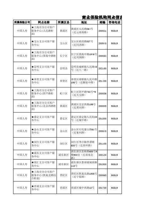 商业保险机构网点信息表xls-sheet