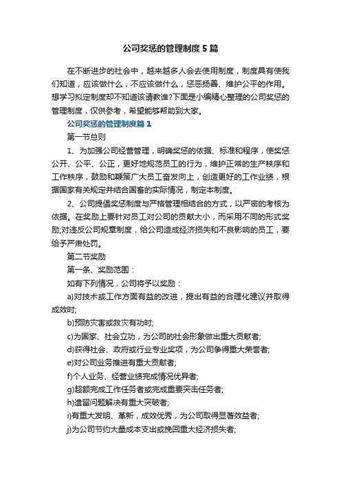 公司奖惩的管理制度5篇