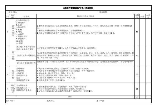 工程资料管理检查评分表