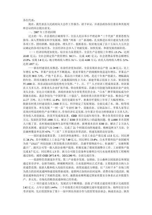 2008年白水县政府工作报告