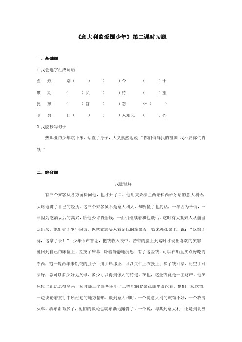 最新审定北师大版小学语文三年级上册《意大利的爱国少年》第二课时习题(精编)