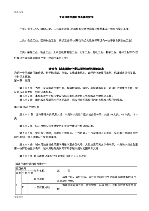 工业用地分类以及各类地范围