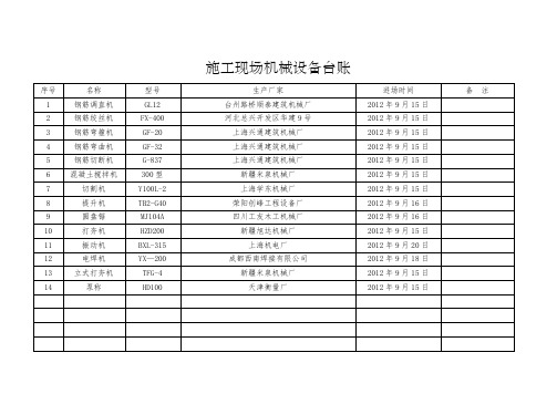 施工现场机械设备台账